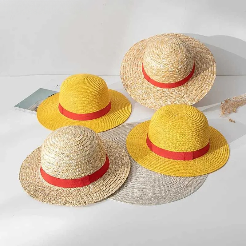 2026 New Caps cologne Hats Baby One Piece Luffy COSPLAY Anime Dress Up Straw Parents Childrens Sunshade perfume Hat Performance Hatl Designer