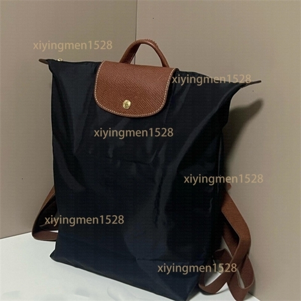 Designer Longchambag Le Pliagge Backpack Nylon Foldable Bag Leather Flap Gold Snap Button Top Handle Adjustable Shoulder Straps Women Backpack Handb