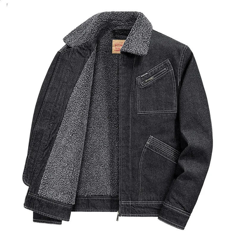 Winter Men's Casual Warm Jacket 2026 Thick Fleece Denim Cotton Coat Youth Fashionable Outerwear for Men 260916