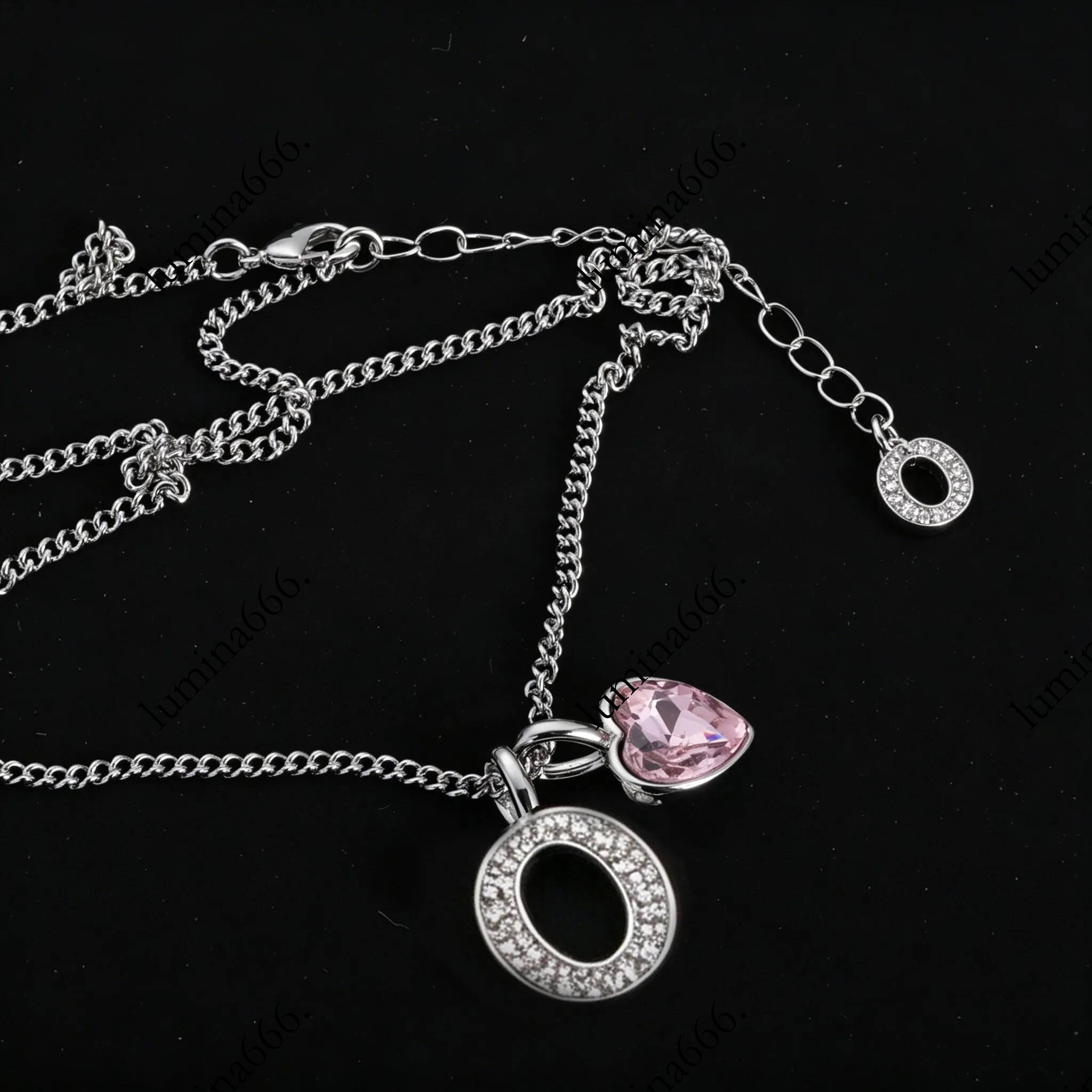 C265KN4 Pendant Necklace for Women girls Charm Pink Heart Shaped Stone Adjustable Chain with Secure Lobster Clasp High Quality Brass Material Elegan
