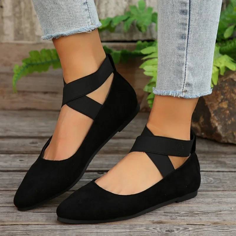 Black Women's Flat Shoes Fashion Lightweight Elegant Ballet Soft Outdoor Casual Size 3643 260916