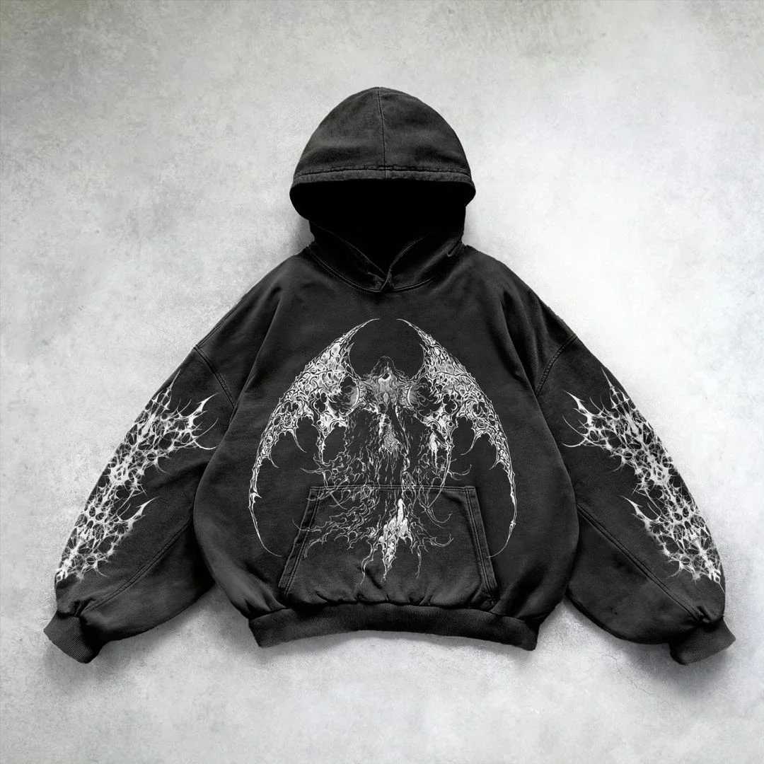 2024 Y2k Gothic Hoodies Sweatshirt Retro Streetwear Pattern Harajuku Women Pullover Casual Fashion Men Clothing Anime Hoodie Q260915