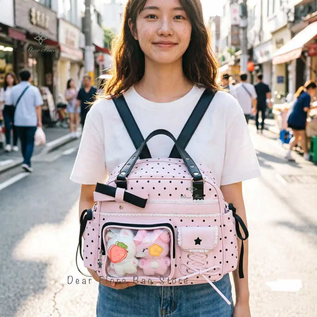 Y2K Carino Itabag Comic Exhibition Zaino di grande capacità Sweet Girl Borsa a tracolla trasparente Borsa a tracolla con display distintivo fai da t