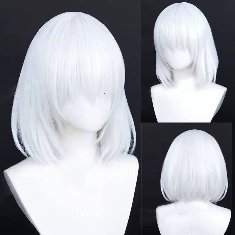 Silvery White Fashion Short Hair Minimalist Personality Boy Cosplay Wig Stage Performance Festival Party High-temperature Wigs W260916