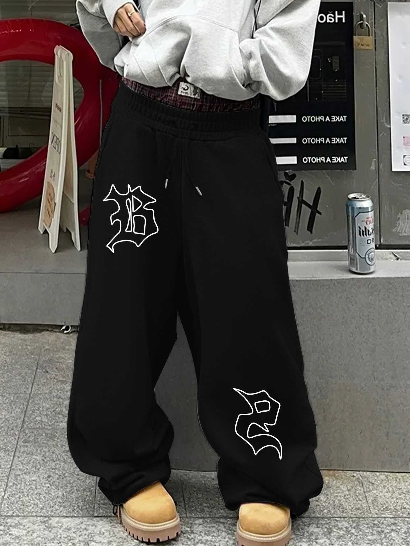 Leg Sports Straight Men's Casual Pants Trendy Street Style Letter Print Design Loose Daily Out/sports D260916