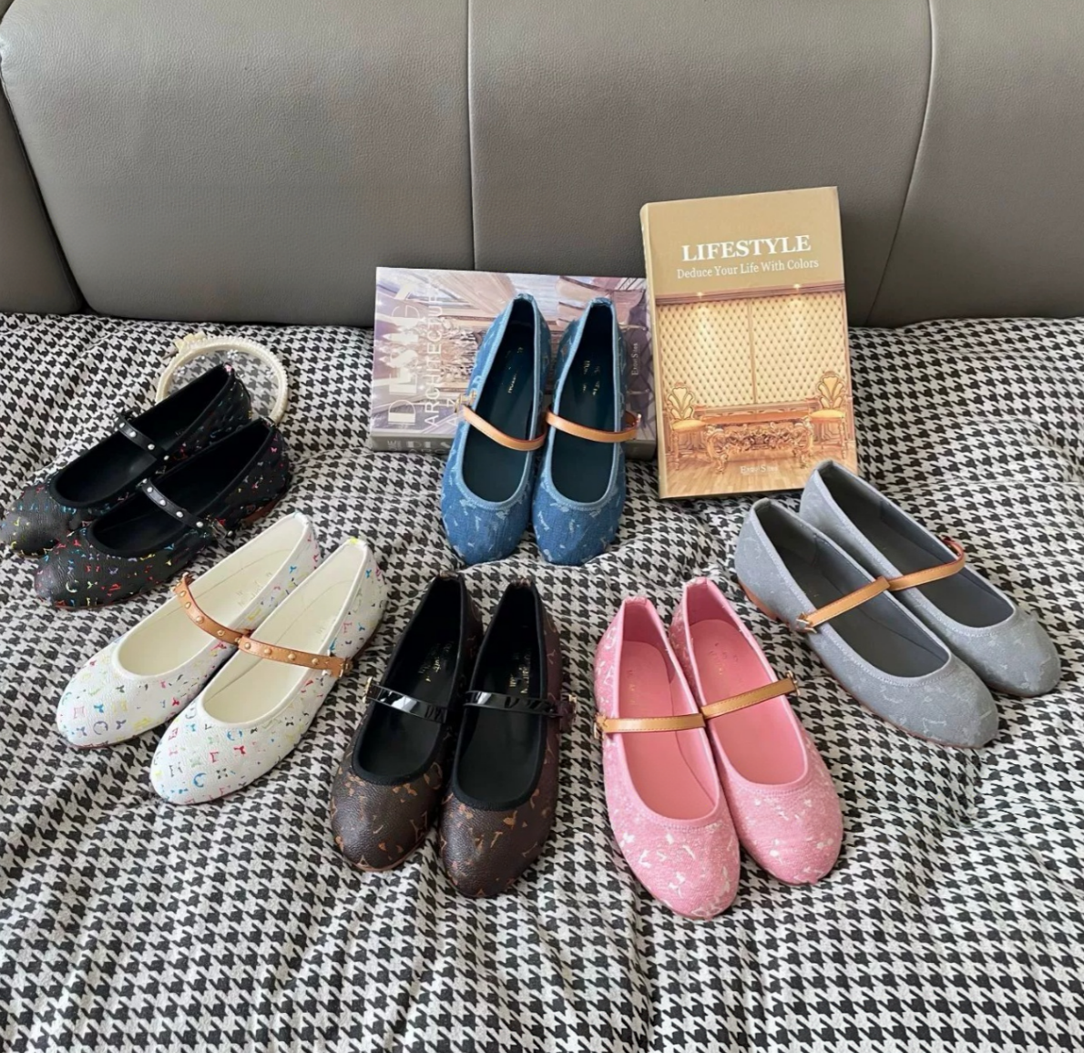 Fashion Women Blue Denim Mary Janes Red Mushroom Embroidery Flat Sandals Sweet Girl Style Footwear
