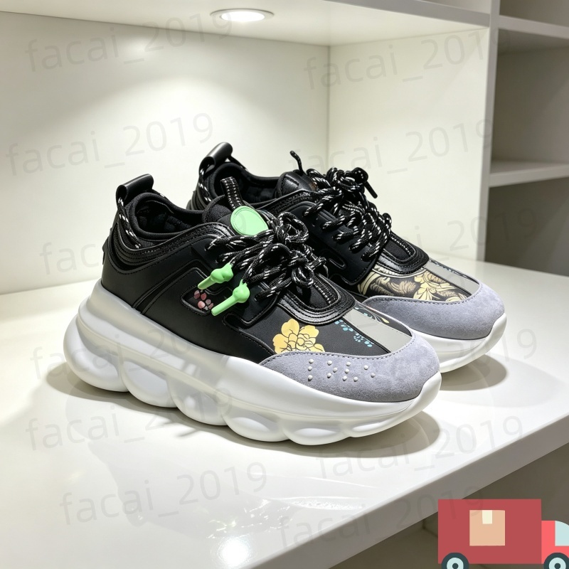 2026 Fashion Casual Running Shoes Designer Classic Italy Top Quality Chain Reaction Wild Jewels Chain Link Trainer Sneakers EUR 36-45 f1