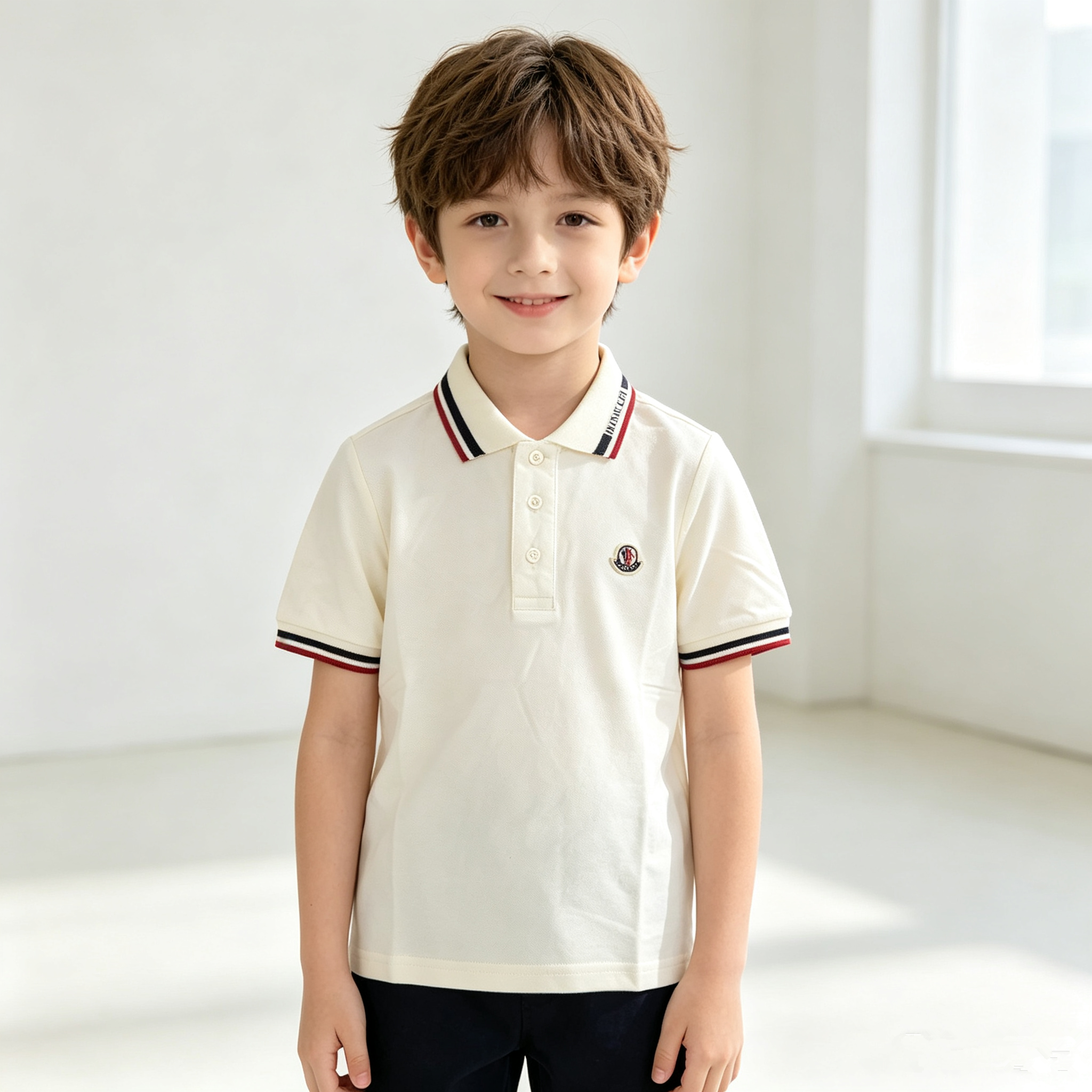 Boys' New Season Spring/Summer Short-Sleeve Polo Shirt - Casual Button-Up Collar T-Shirt for Medium-Large Children