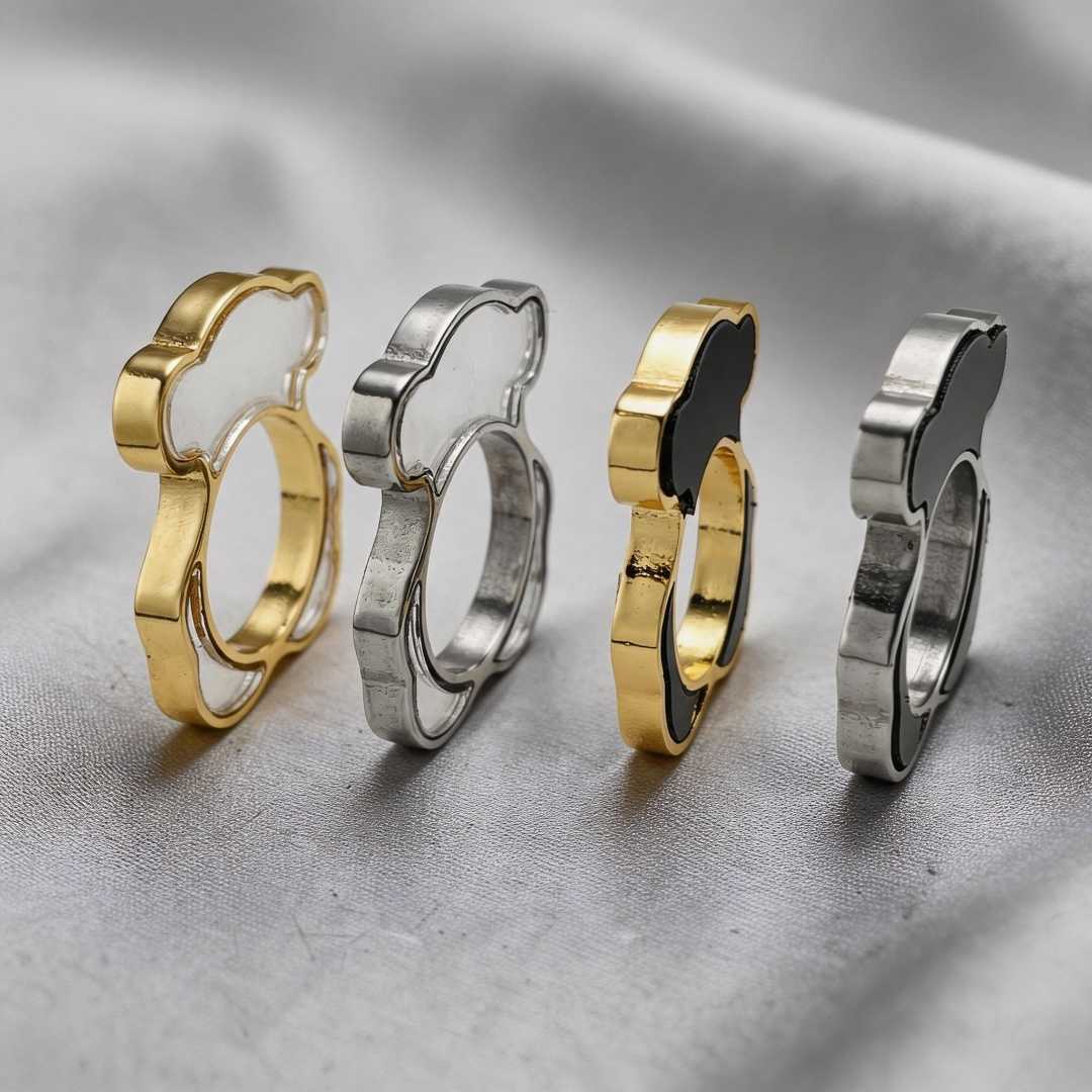 Women New Men Silver Gold Stainless Steel Span Bear Span Cartoon Animal Black White Drop Oil Hollow Rings Jewelry Gift S260916N01K