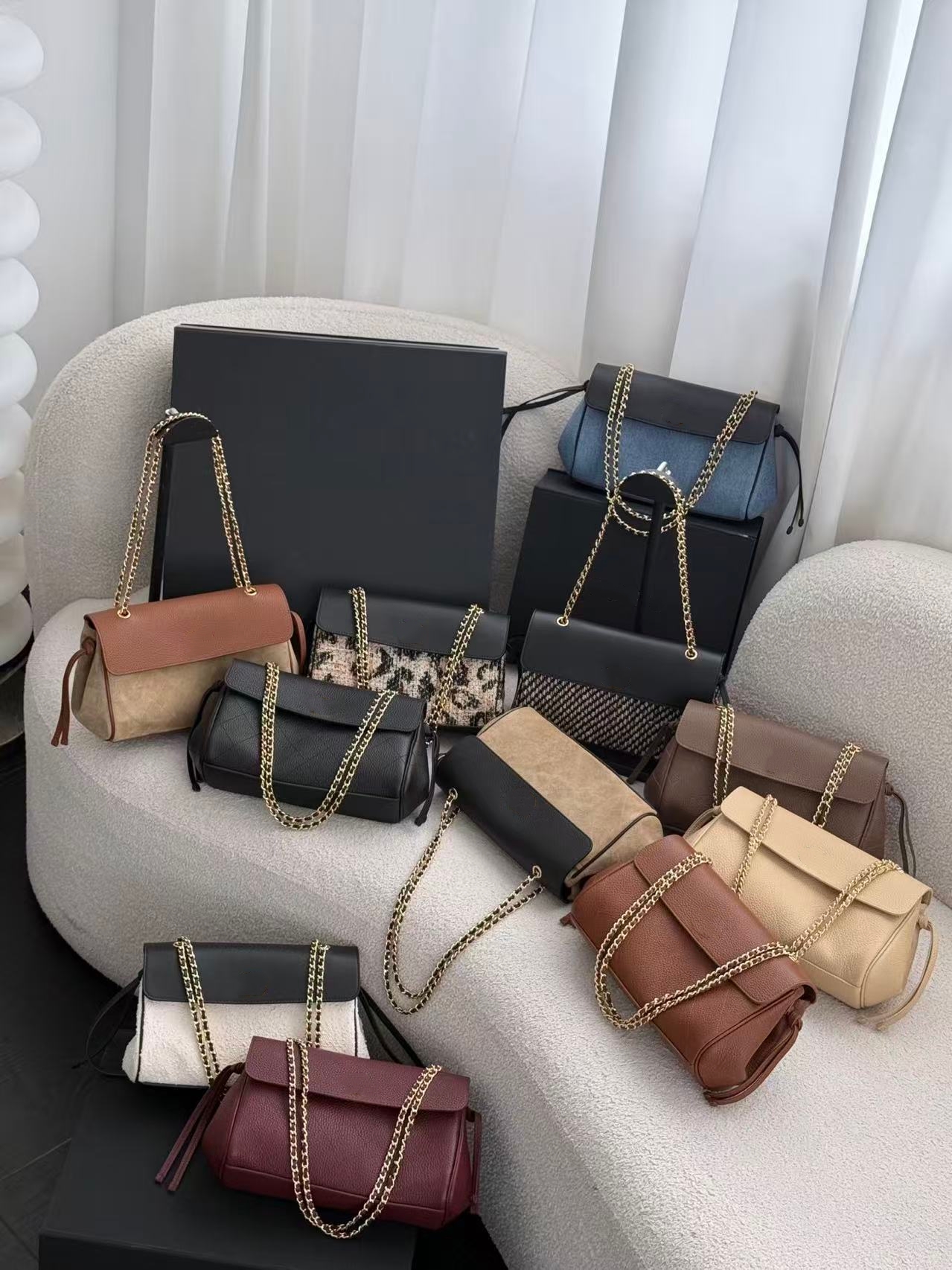 10AAAAA Luxury Womens Messenger Bag - High-Quality Leather with Elegant Vintage Design