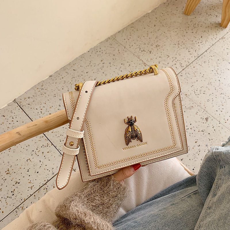 TB BHULAMTE Korean-Style High-Quality Retro Handbag For Women, 2026 New Chain With Embroidered Thread And Rivets, Small Square Crossbody Bag