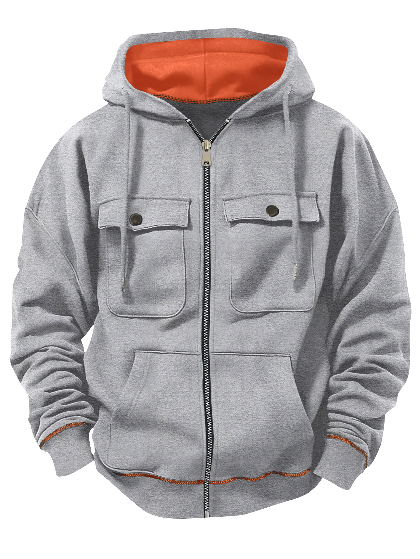 Spring Autumn New Men's Multi Pocket with Velvet Casual Zipper Hoodie Fashion Sports Street Top Jacket for Men J260916