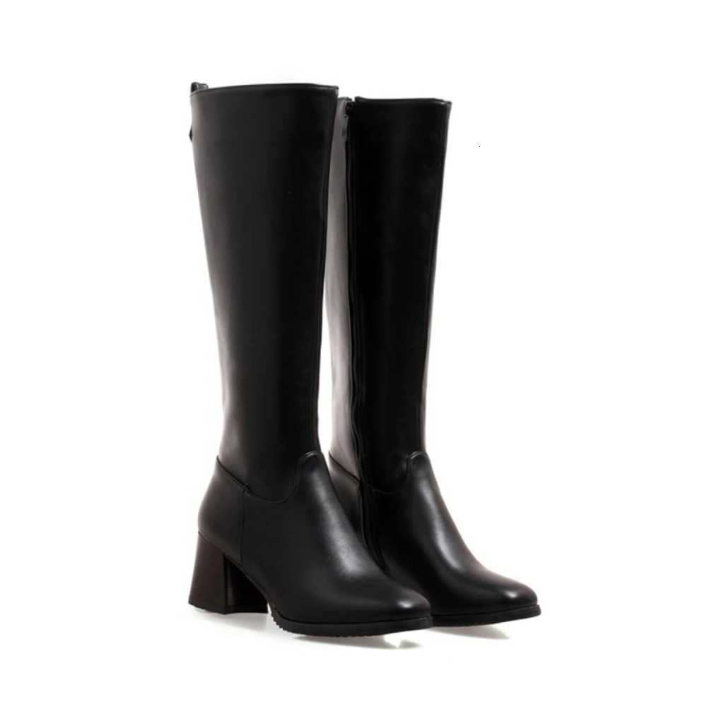High Boots Women Autumn Knee Winter Full Warm High Heels Square Toe Inner Zipper Long Boots Plus Size 50 51 52 53 54 18-44 D260916