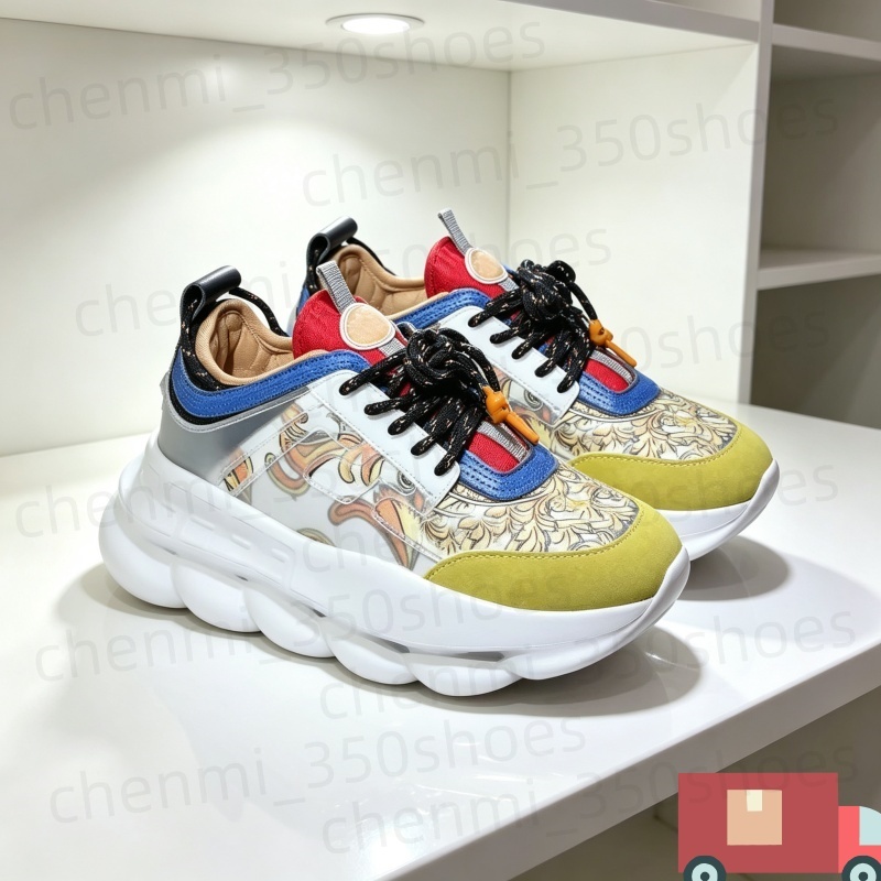 Designer Casual Shoes Chain Reaction for Mens Womens Rubber Chainz Black White Orange Brown Beige Pink Outdoor Platform Sneakers hiking shoes size 3