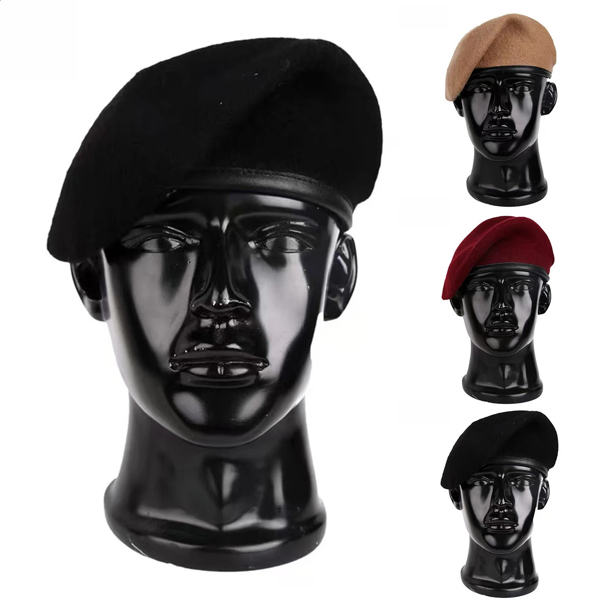 Men Woolen Solid Color British Painters Hats Side Buckle Flat Cap Spring and Autumn Hip Hop Berets 260916