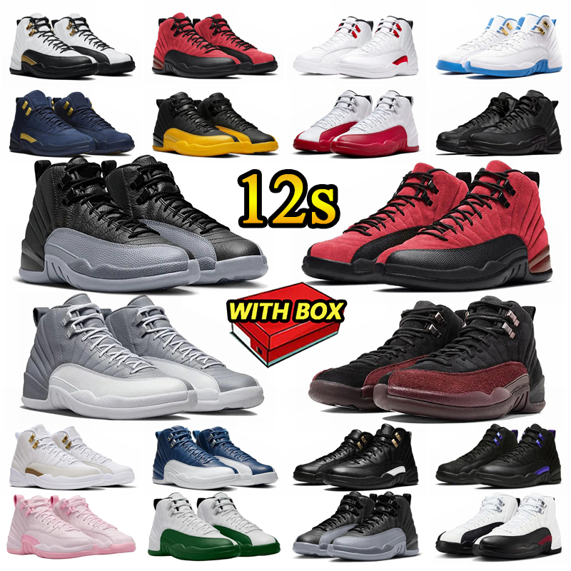 With Box Men Basketball Shoes Jadan 12 12s Stealth Game French Blue Royal Dark Concord Black Grind Playoff Royalty Release Trainers 40-47
