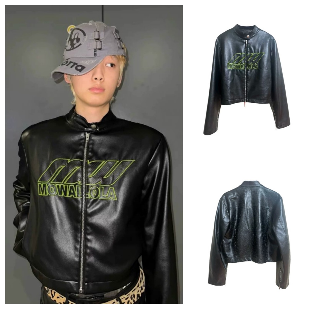 Men's Jackets Mowalola Embroidered Racing Mesh Zipper Leather Jacket Coat Men Women Casual Loose High Quality Bomber Breathable Windproof