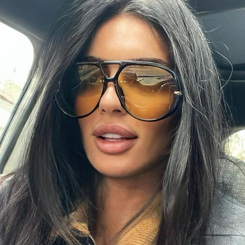Oversized Women Sunglasses Fashion Large Size Yellow Lens Sun Glasses designer luxury 2024 UV Protection #300864 J260916