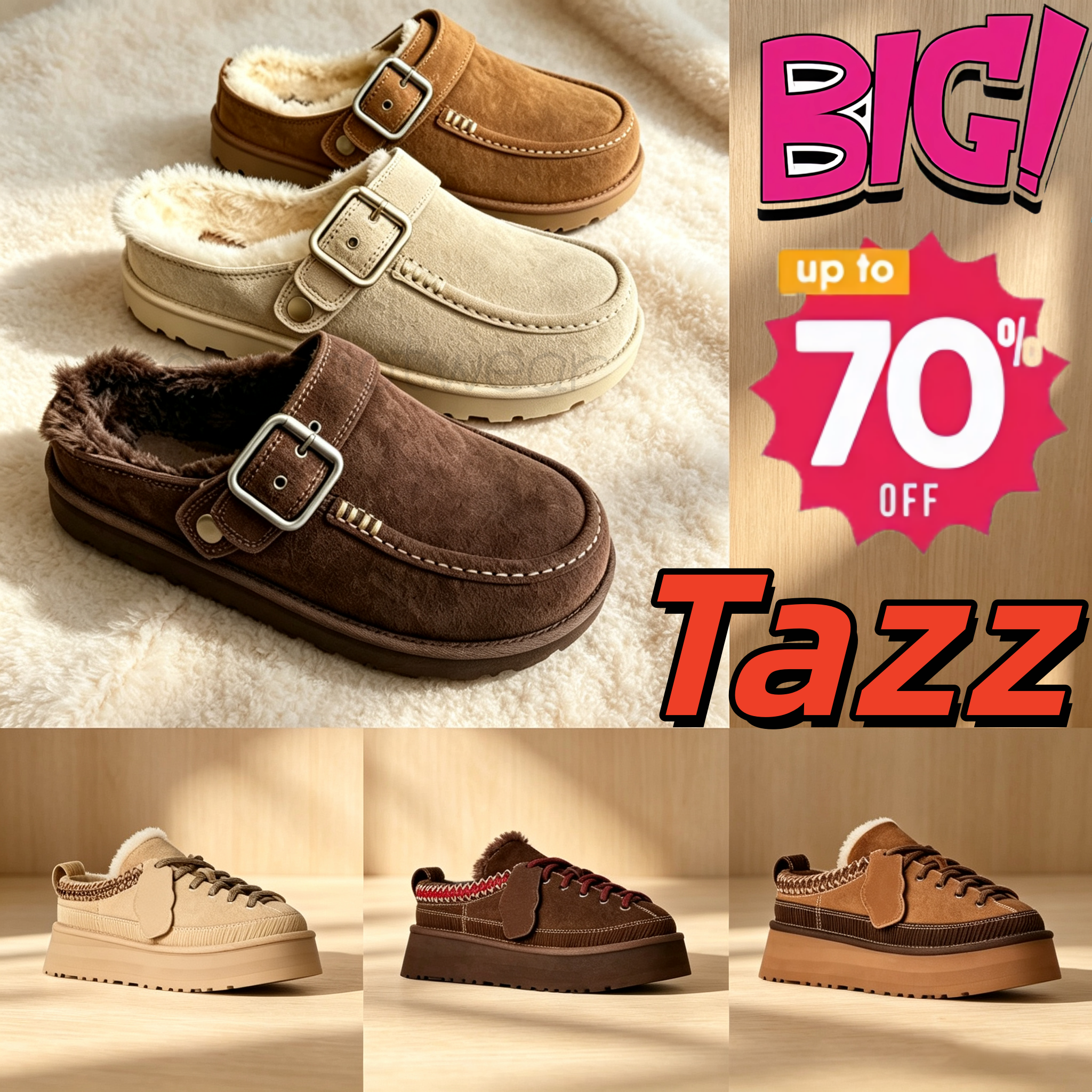 Tasman Slippers Tazz mustard seed Chestnut Sand Fur Slides Sheepskin Classic Ultra Mini Platform Boot Winter Women Men Slip-on Shoes Suede Upper Woo