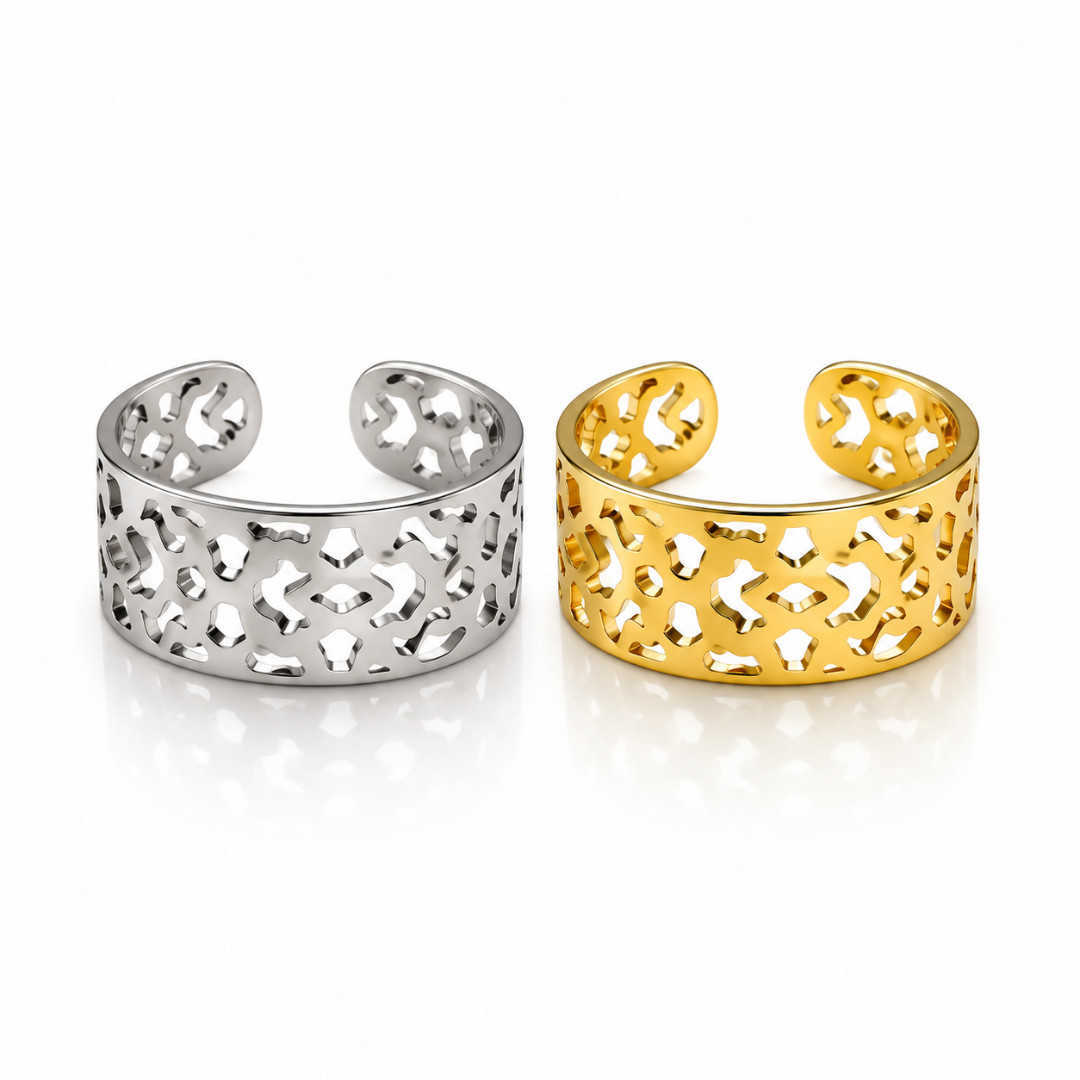 Women New Men Silver Rose Gold Simple Stainless Steel Span Bear Cartoon Animal Hollow Open Rings Jewelry Gift S260916DWUA