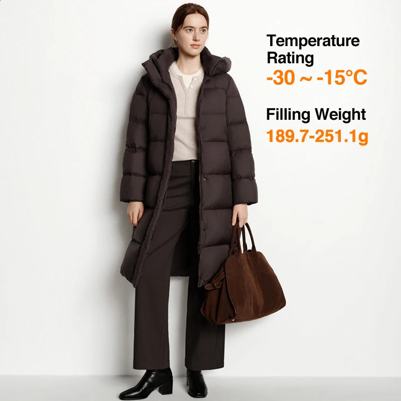 Semir Long Down Jacket Women Waterproof Hooded Coat Winter Loose Girls Jacket MultiColor Thicken Windbrake Down Coat 260916