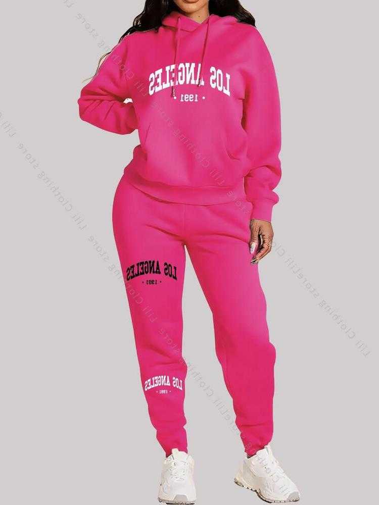 Angeles Los letter print Women Sets Hoodie and Pants sports suit High Quty Spring Autumn Aesthetic clothing Women activewear S260916O332