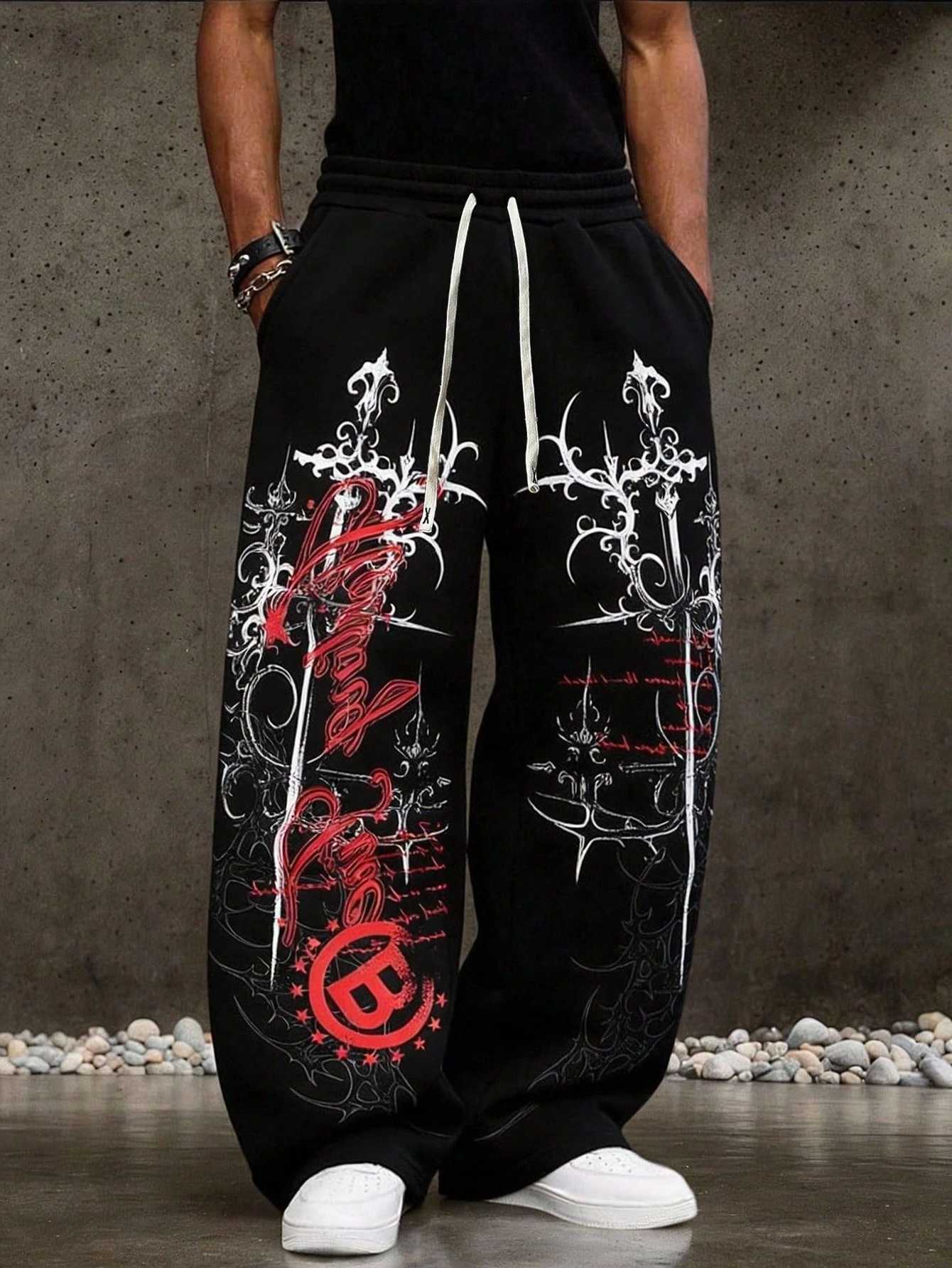 Gothic 2026 Y2K Summer New Thorn Printed Pants Men's and Women's Running Pants Retro Rock Straight Pants Fashion Street Casual D260916