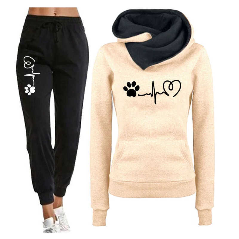 Two-piece Fashion Set 2026 Spring Slim-fit Hoodies Women's Tracksuit Casual Print Comfort Outdoors Daily Jogging Gym Quty S260916J1BI