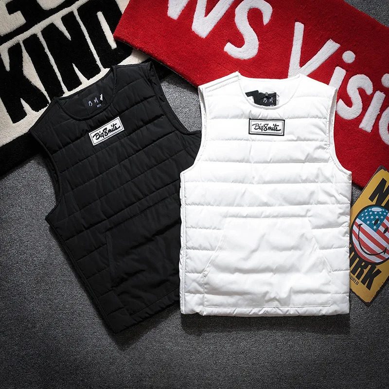 Round Neck Vest Men's Autumn Winter Cotton Thickened Thermal Vest Youth Fashion Side Zipper Sleeveless Coat Pullover Y2k 260916