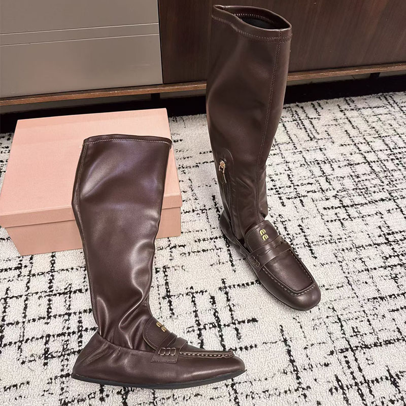 Ruches Nappa Leather Boots Luxury Designer Boots Original Custom Retro Women Boots Versatile Stylish Comfortable Fashion Show Boots Daily Commuter