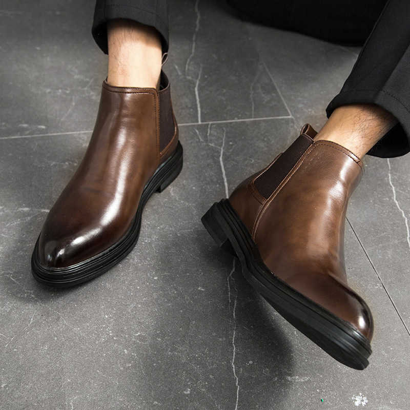 Leather Winter Chelsea Boots Men Shoes Men Ankle Boots fashion Autumn Winter Male Footwear 2019 fgb5 D260916