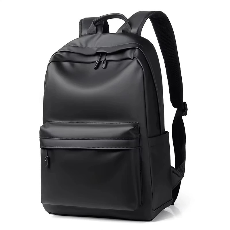 Fashion Men PU Leather Backpack Black School Bags for Teenager 15.6 Inch Laptop Backpacks Mochila Masculina High Quality 260916