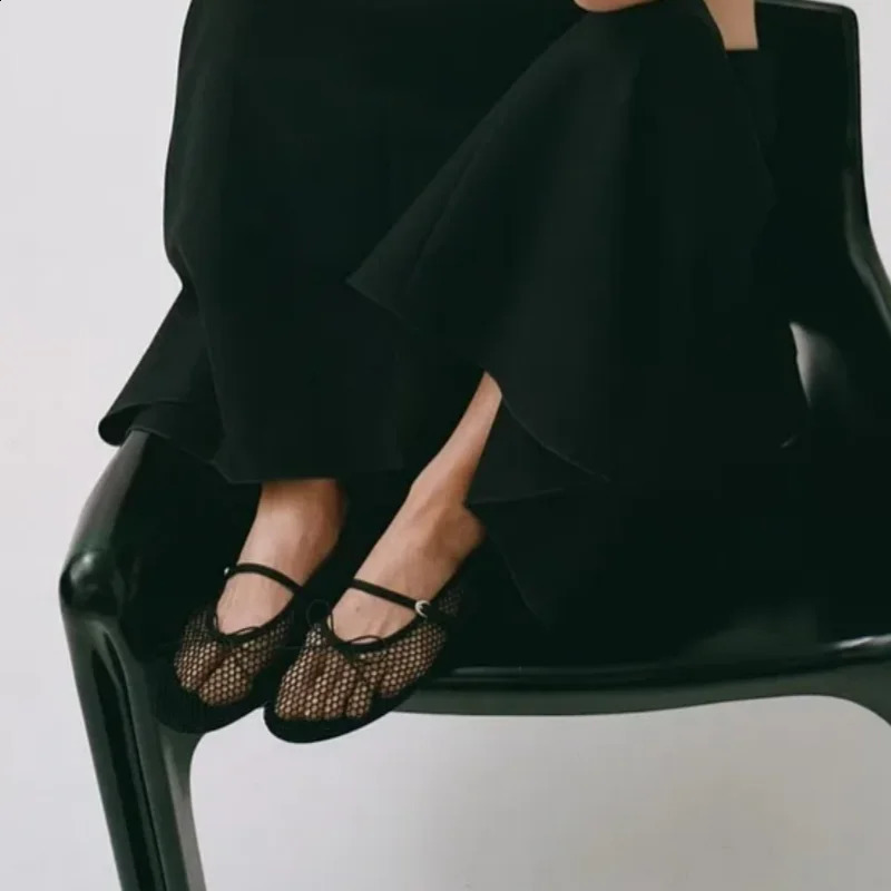 Mesh Summer Ballet Flats Shoe Buckle Strap Breathable 2025 Ladies Black Mary Janes Footwear Loafers 260916