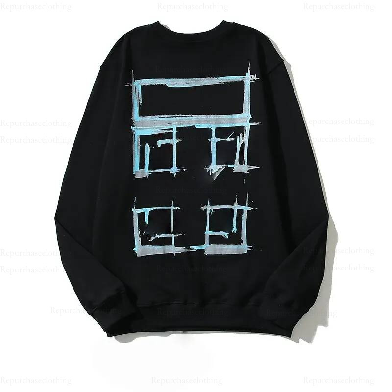 Offes White Long Sleeves Men's Hoodies Street Round Neck Arrow Letter Graphic Printed Sweatshirts Designer Autumn Hoodie 674