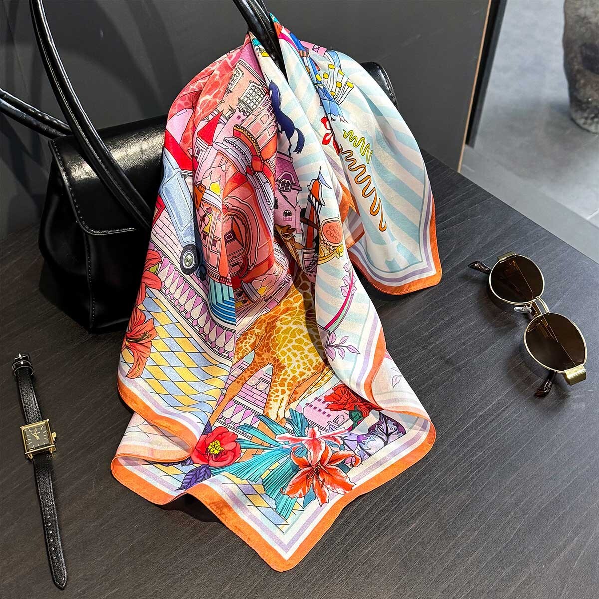 Fashion 100% Real Silk Headscarf Square Scarf Women Shawl Foulard Hijab Headband Wrap Bandana Neck Bufanda Echarpe sjaal 2025 26L0916
