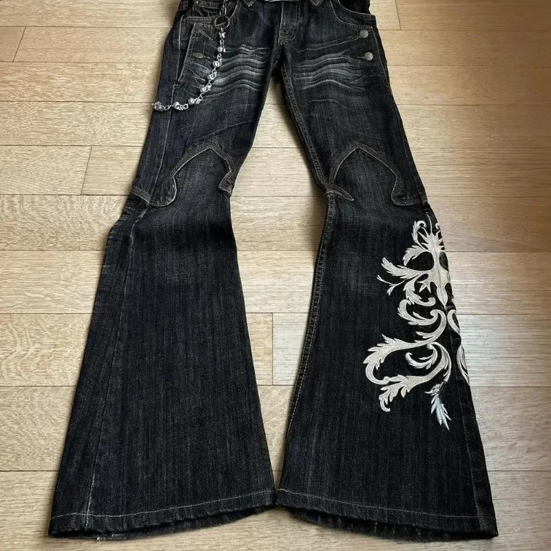 Y2K Micro La Retro Wide Jeans 2006 Leg Pants High Waist Harajuku Loose Embroidered Women Jeans with Rock Punk Style 260916