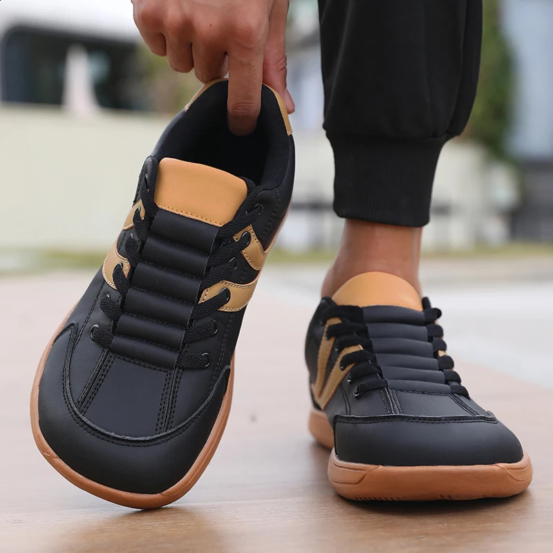 Flat Bottomed Barefoot Shoes for Men and Women Wide Toe Ankle Boots Outdoor Anti Slip Synthetic Leather Spring Autumn 260916