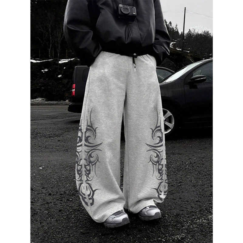1 Pair Men Casual Sweatpants Vintage High Street Graphic Print Design StraightLeg Relaxed Fit Lightweight Long Pants for Men D260916