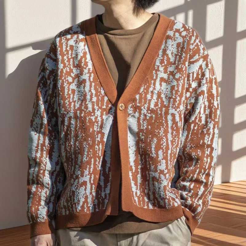 Autumn Men Sweater Coats Business Casual Classic V-neck Solid Cardigan Knitted Jacquard Tops Fashion Mens Loose Clothes Q260915