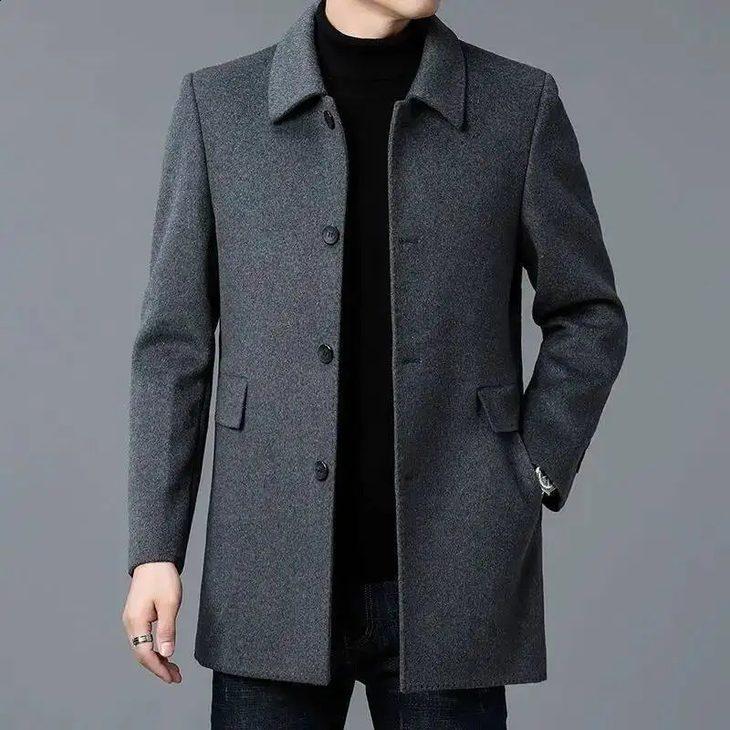 2026 Coat Men's Medium And Long Double-Sided Woolen Windbreaker Four Seasons Lapel Wool Jacket 260916