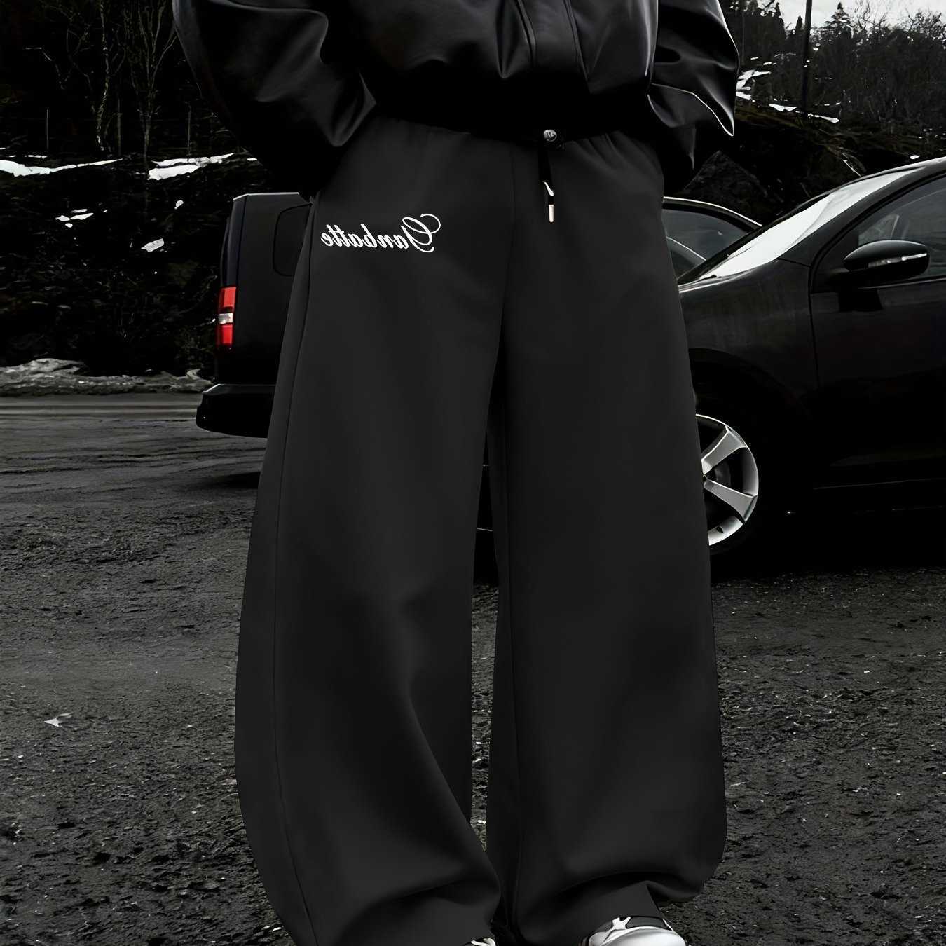Straight-Leg Men's Autumn/Winter Letter Print Sweatpants Casual Stylish and Versatile Suitable for Sports and Daily Wear D260916