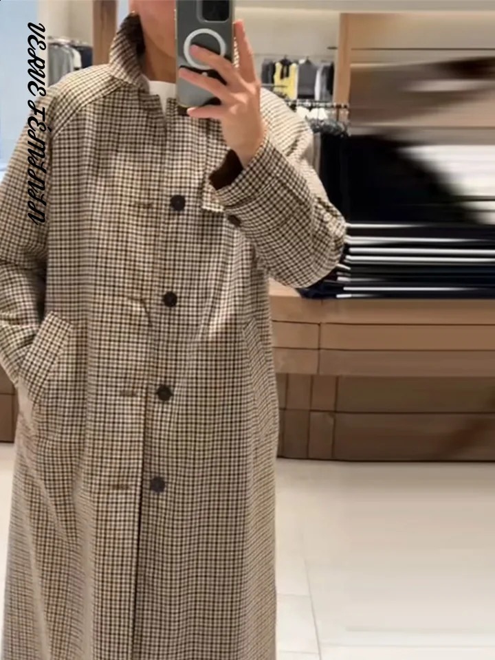 Women's Long Coats Lapel Loose Reversible Jackets Autumn 2025 Female Turn-down Collar Full Sleeve Single Breasted Outerwears 260916