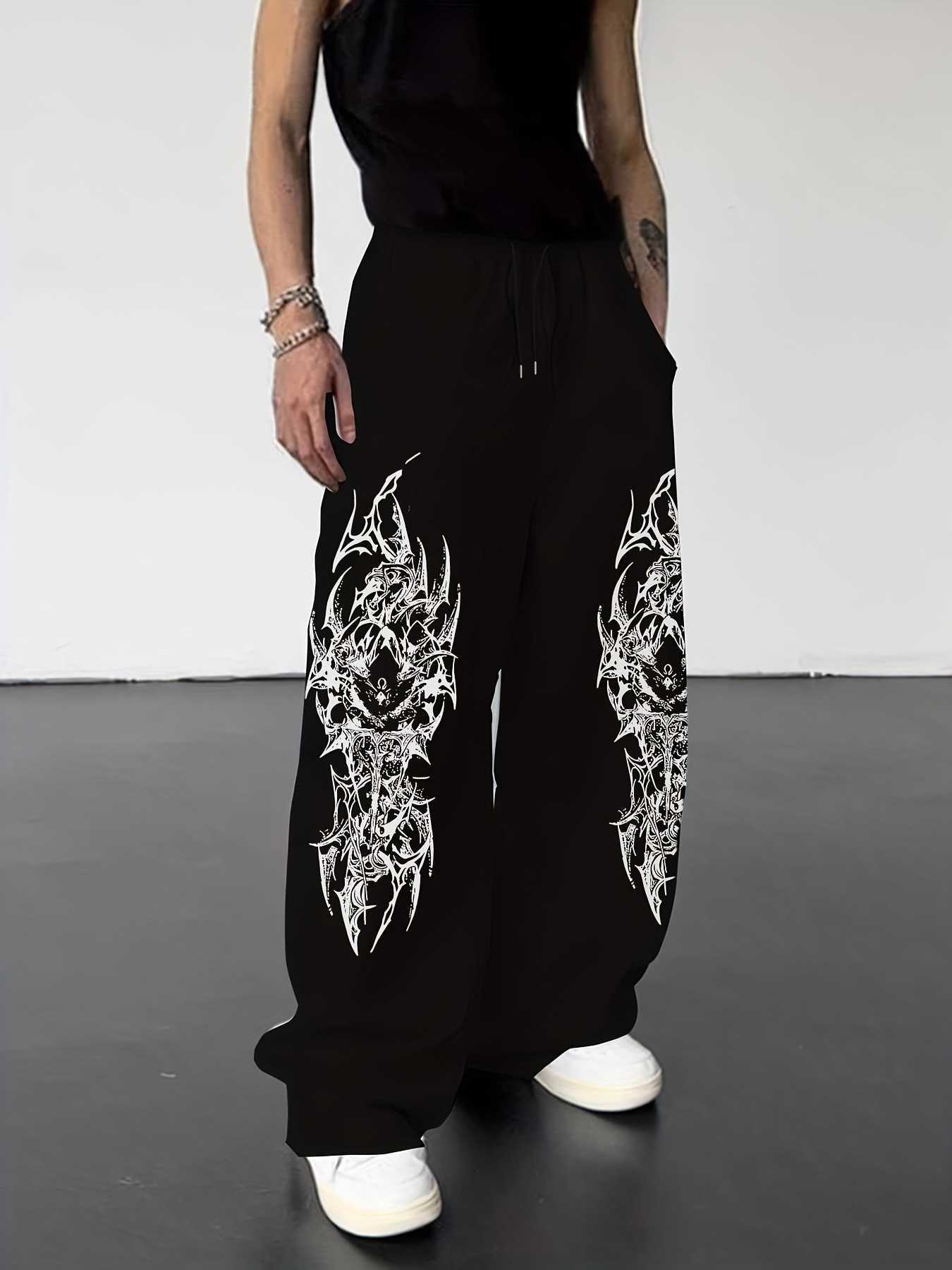 Gothic Y2K New Mystical Arrivals Tribal Pattern Print Men Women StraightLeg Jogger Long Pants Alternative Urban StreetTrousers D260916