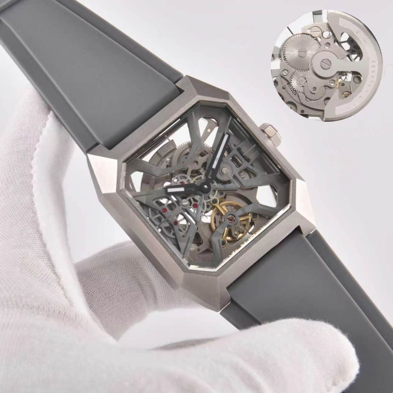 MEN New BELity ROSity Watches Automatic mechanical Hollowed-out bottom wristwatches High Quality Luxury Brand Chronograph rubber Clock l Belt Waal t
