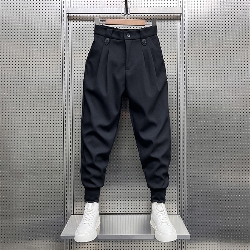 Spring and Autumn Fashion Wrinkled and Handsome High Waist Button Loose Casual Harlan Suit Pants for Men 260915
