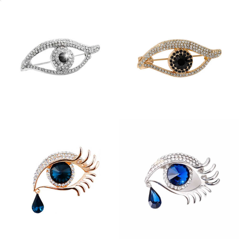 Devil Eye Brooch Decoration Pin Hollow Out Vintage Rhinestone Eye Brooches Crystal Pendant Luxury Badge Pin Banquet Clothes Pin J260915