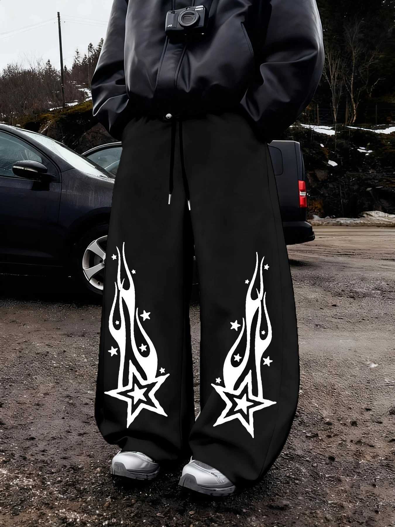 Autumn Star Print Straight-Leg Men's Sweatpants Casual Stylish and Versatile Suitable for Sports and Daily Wear D2609161