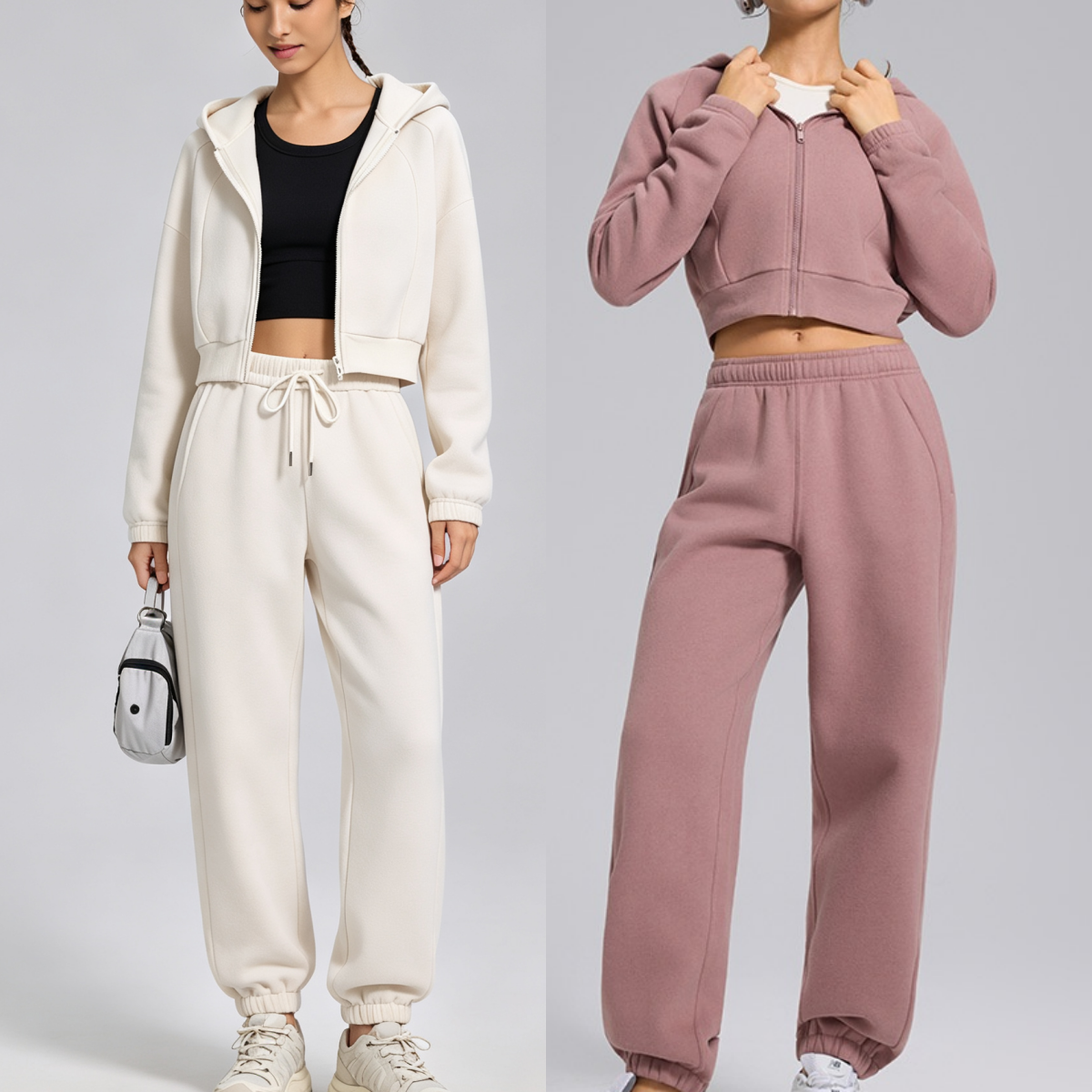 UU-L6522 Nouveau femmes Yoga ensemble Gel de silice loisirs polaire chaud court sweat à capuche pleine fermeture éclair à capuche veste en plein