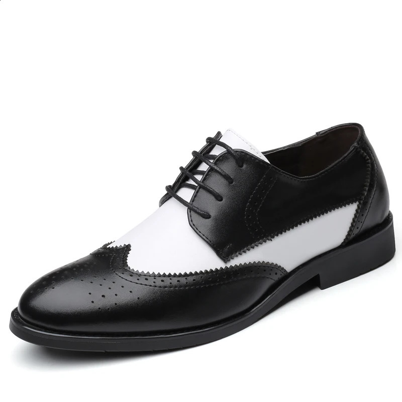 Mens Dress Shoes Elegent Black White Leather Shoes Men Oxfords Fashion British n Mens Wedding Dress Formal Party Shoes 260916