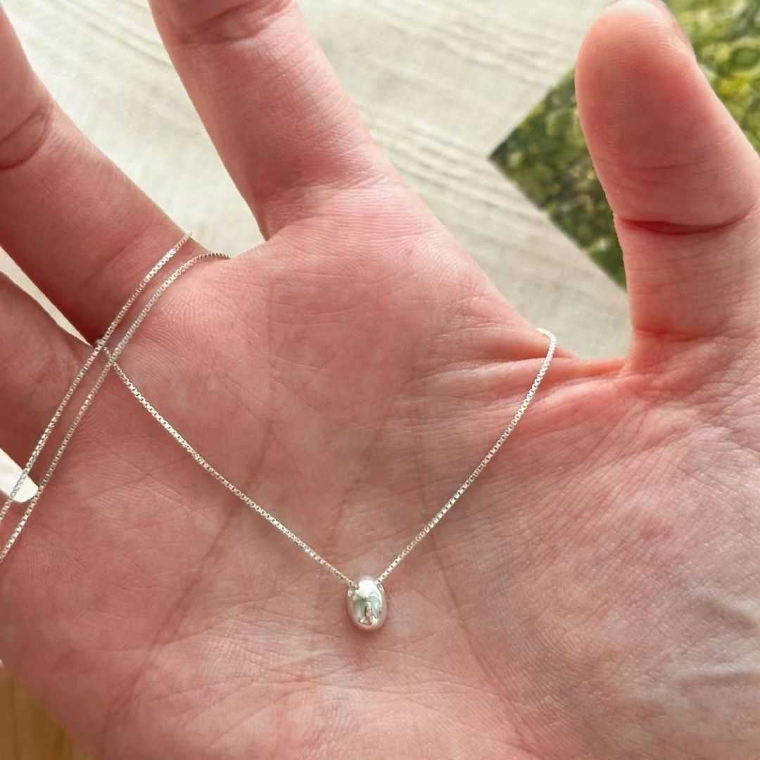 Sterling New 925 Silver Bead Necklace Simple Personality Charm Geometric Pendant Choker Birthday Gift Women's Fine JewelryT260916